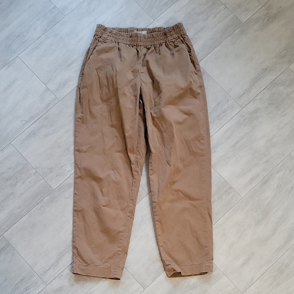 Everlane Tan Joggers Cropped Pants Lightweight Stretch Waist Size 2 - Picture 1 of 5